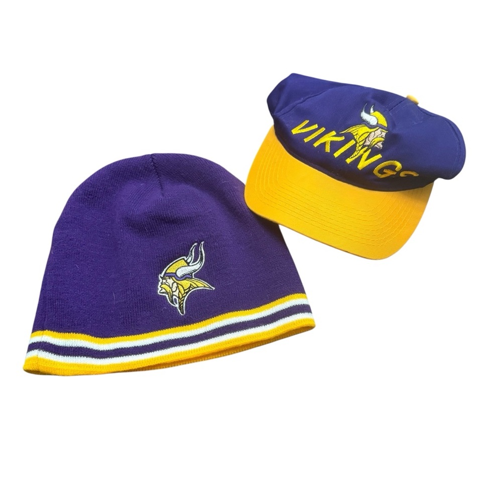 MINNESOTA VIKINGS PURPLE & GOLD STARTER BEANIE AND OTTO BRAND SNAPBACK CAP NFL
